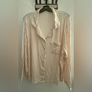 Pajama set – Striped Button-Up long sleeve Pajama shirt, and Pajama bottoms